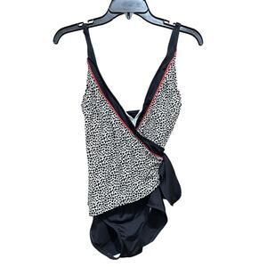 Gabar Swimsuit Women 8 Leopard Print Wrap One Piece Bathing Suit Swimwear FLAW